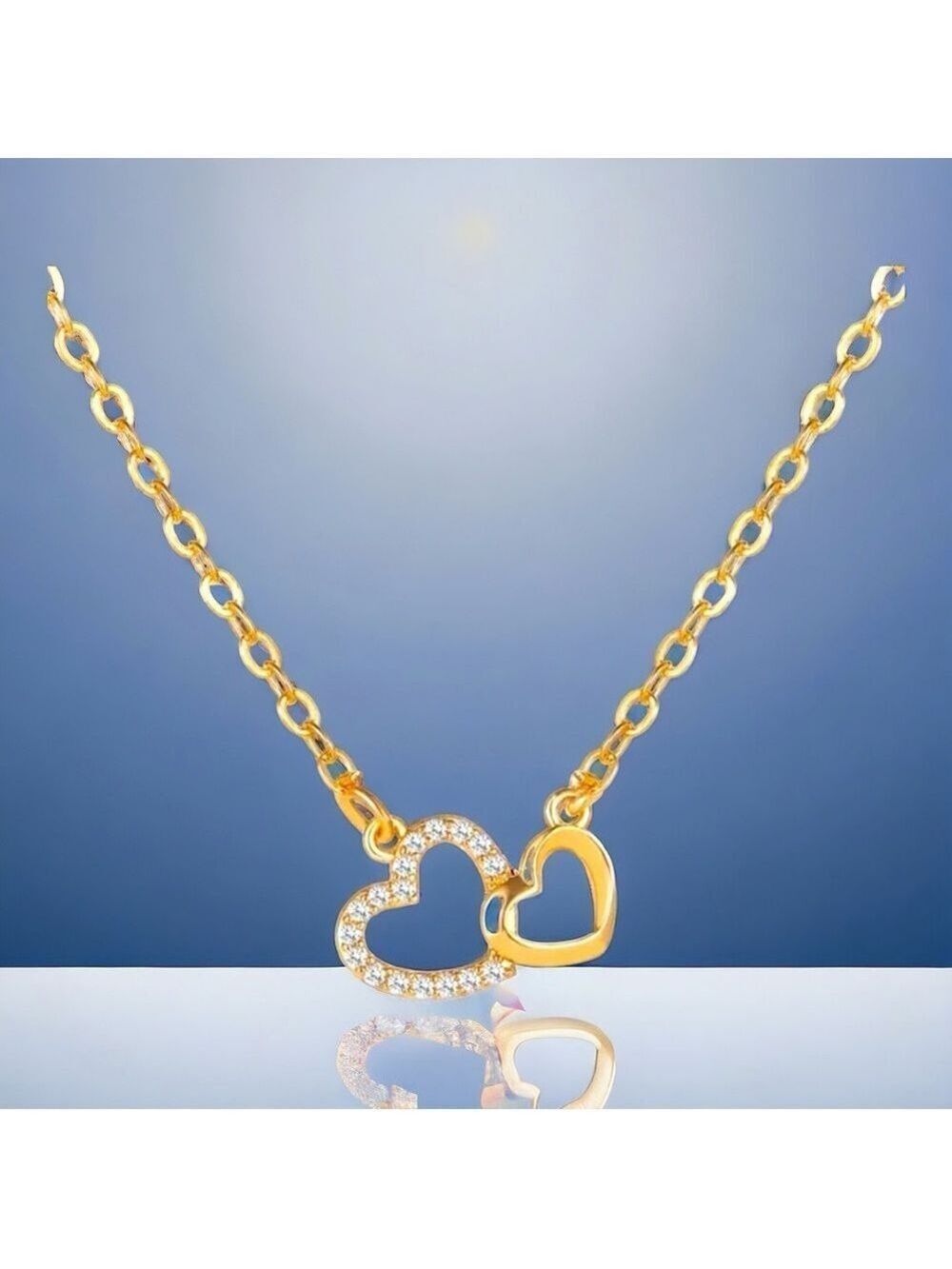 ✨❤️ Dainty Gold Tone Double Heart Necklace ✨❤️